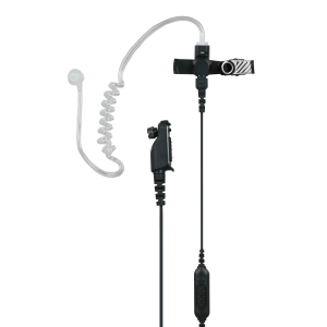 Écouteur noir avec tube acoustique, microphone et bouton PTT - EAN30-P